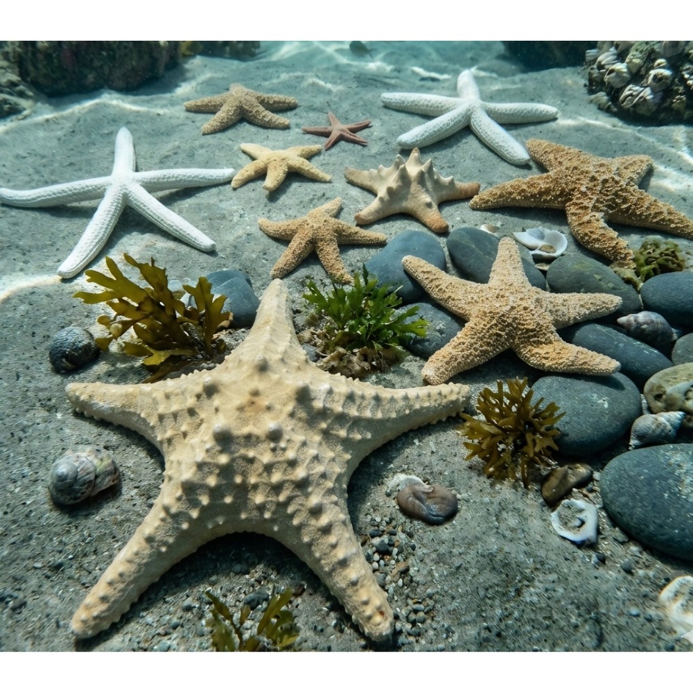 Natural Dried Starfish Collection 10pc Set Knobby Finger Sugar Sea Shell Decor